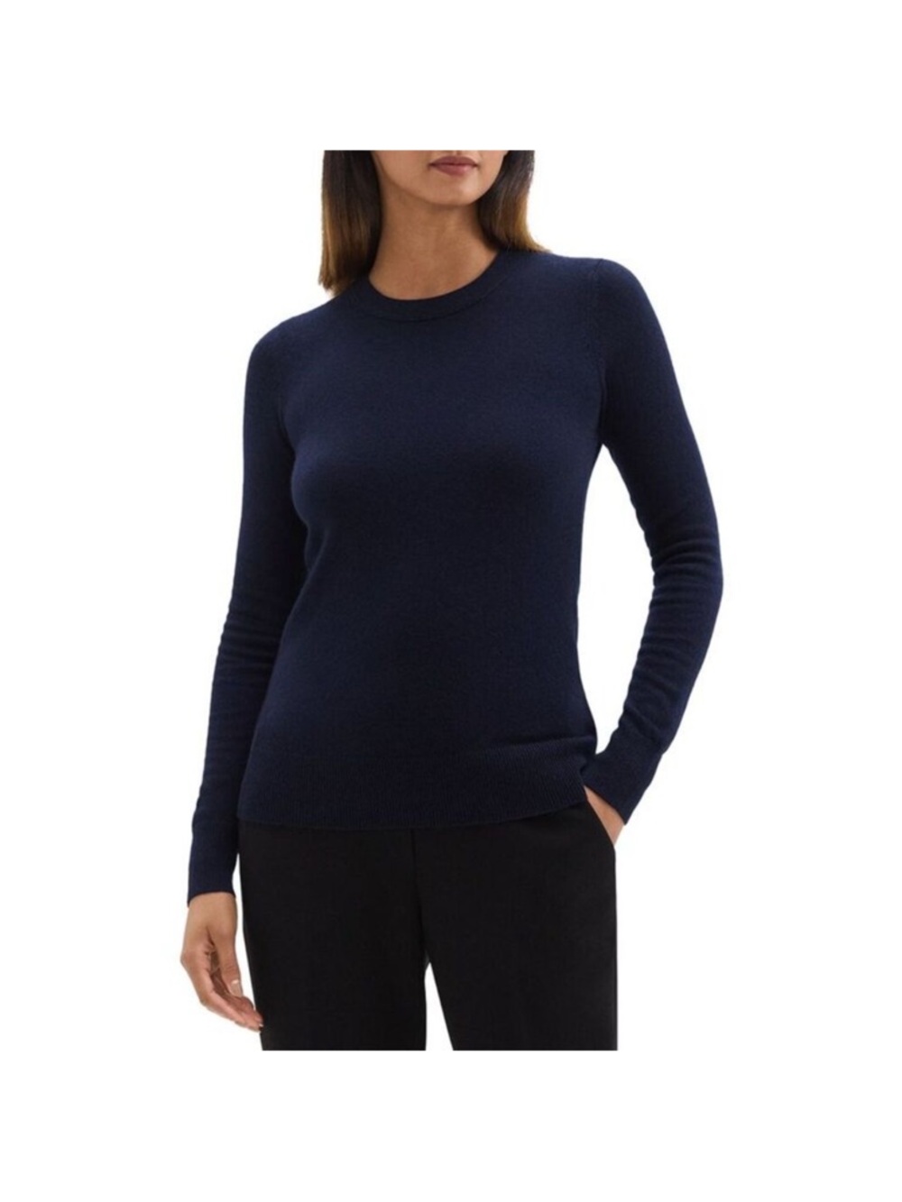 Theory Kaylenna Cashmere Sweater Navy Crew Neck‎ Womens Size P